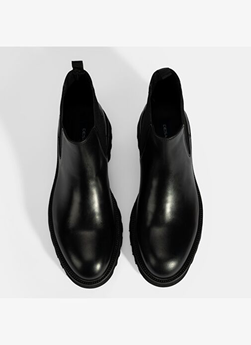 Erkek Siyah Lastik Detaylı Deri Bot - Görsel 8