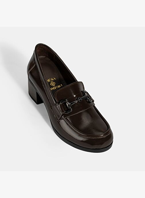 Kadın Kahve DesaComfort Topuklu Rugan Ayakkabı - Görsel 6