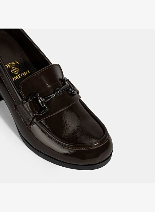 Kadın Kahve DesaComfort Topuklu Rugan Ayakkabı - Görsel 7