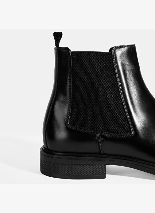 Erkek Siyah Lastik Detaylı Deri Bot - Görsel 7