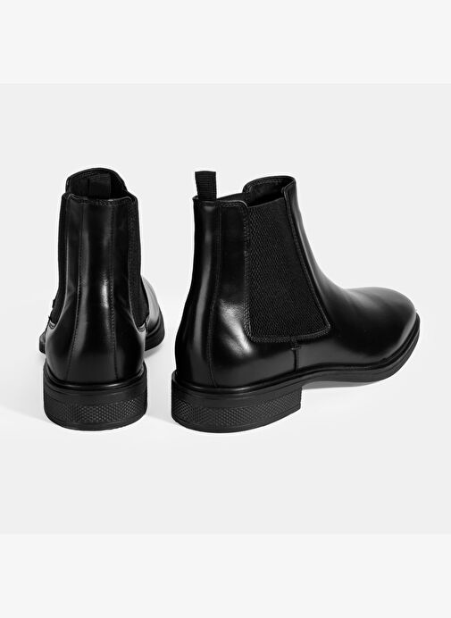 Erkek Siyah Lastik Detaylı Deri Bot - Görsel 9