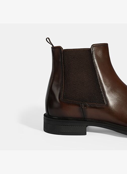 Erkek Taba Lastik Detaylı Deri Bot - Görsel 7