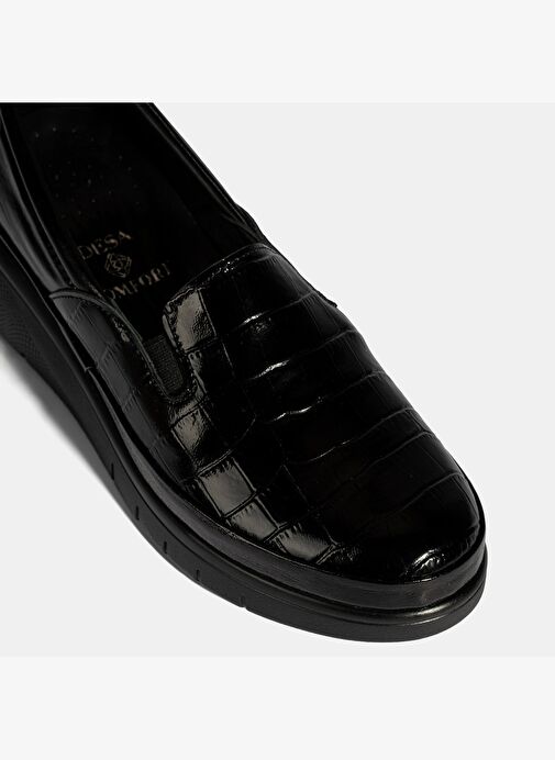 Kadın Siyah DesaComfort Kroko Baskılı Rugan Ayakkabı - Görsel 7