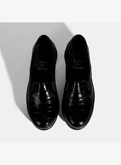 Kadın Siyah DesaComfort Kroko Baskılı Rugan Ayakkabı - Görsel 8