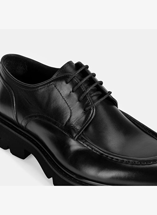 Erkek Siyah Bağcıklı Deri Klasik Ayakkabı - Görsel 7