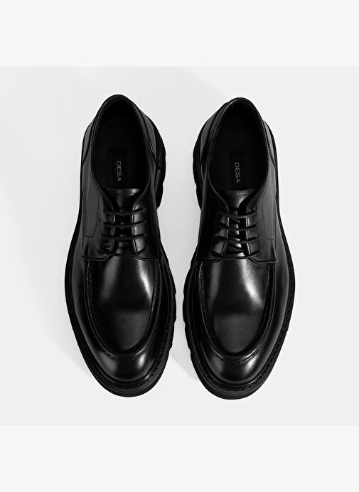 Erkek Siyah Bağcıklı Deri Klasik Ayakkabı - Görsel 8
