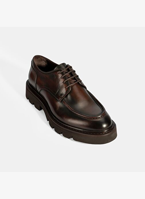 Erkek Kahve Bağcıklı Deri Günlük Ayakkabı - Görsel 6