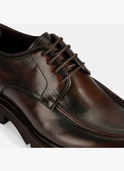 Erkek Kahve Bağcıklı Deri Günlük Ayakkabı - Görsel 7