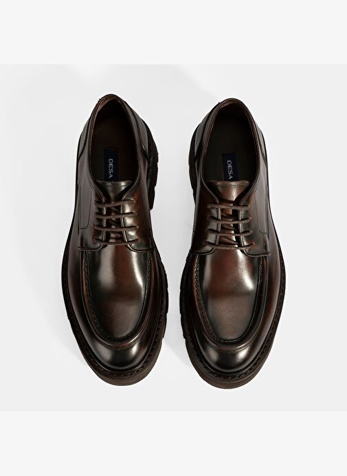 Erkek Kahve Bağcıklı Deri Günlük Ayakkabı - Görsel 8