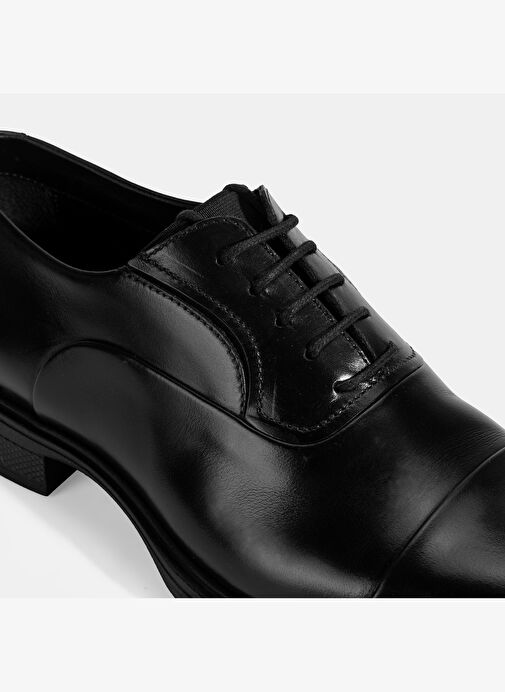 Erkek Siyah Bağcıklı Deri Klasik Ayakkabı - Görsel 7