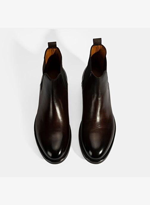 Erkek Kahve Lastikli Deri Bot - Görsel 7