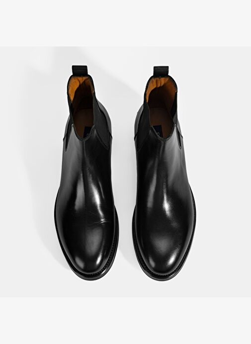 Erkek Siyah Lastikli Deri Bot - Görsel 8