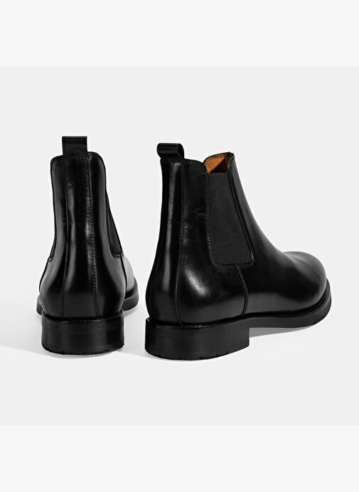 Erkek Siyah Lastikli Deri Bot - Görsel 9