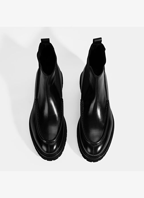 Erkek Siyah Lastikli Deri Bot - Görsel 8