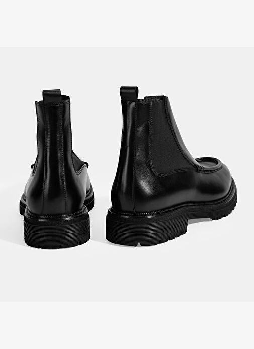 Erkek Siyah Lastikli Deri Bot - Görsel 9