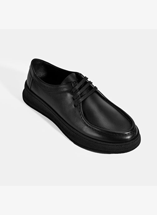 Erkek Siyah Bağcıklı Deri Günlük Ayakkabı - Görsel 6