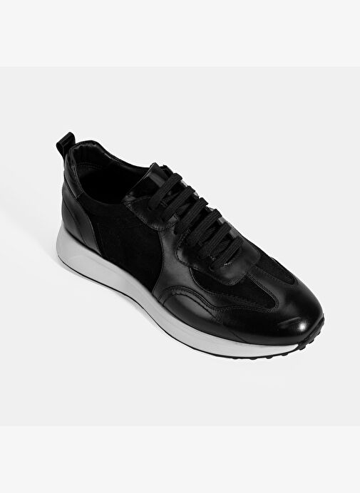 Erkek Siyah Bağcıklı Deri Spor Ayakkabı - Görsel 5