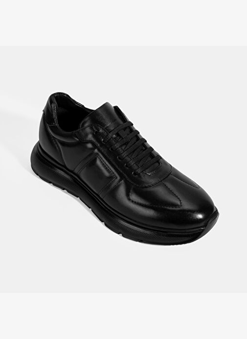 Erkek Siyah Bağcıklı Deri Spor Ayakkabı - Görsel 6