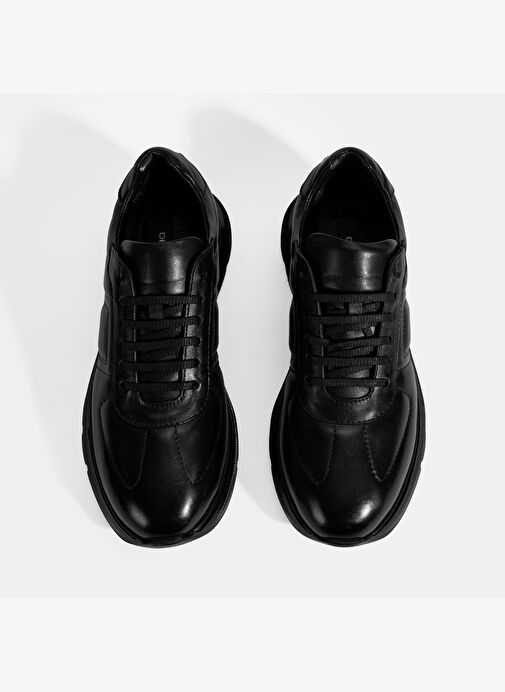 Erkek Siyah Bağcıklı Deri Spor Ayakkabı - Görsel 8
