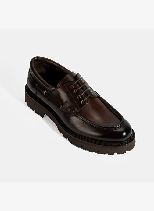 Erkek Kahve Bağcıklı Deri Günlük Ayakkabı - Görsel 6