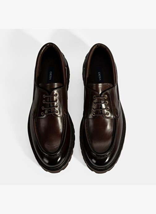 Erkek Kahve Bağcıklı Deri Günlük Ayakkabı - Görsel 7
