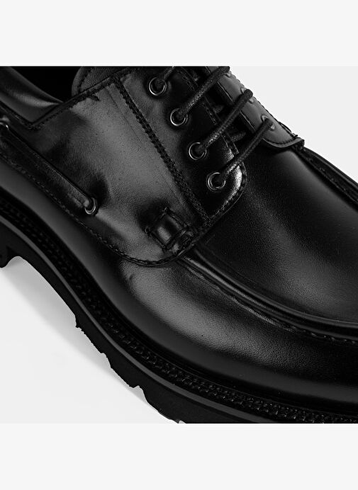 Erkek Siyah Bağcıklı Deri Günlük Ayakkabı - Görsel 7
