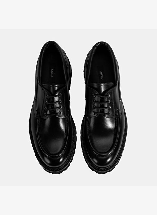 Erkek Siyah Bağcıklı Deri Günlük Ayakkabı - Görsel 8