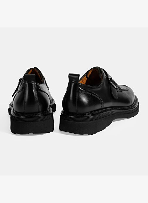 Erkek Siyah Ayarlanabilir Tokalı Deri Günlük Ayakkabı - Görsel 9