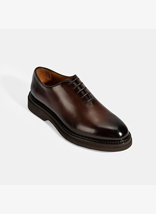 Erkek Kahve Bağcıklı Deri Klasik Ayakkabı - Görsel 6
