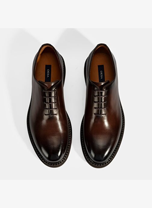 Erkek Kahve Bağcıklı Deri Klasik Ayakkabı - Görsel 8