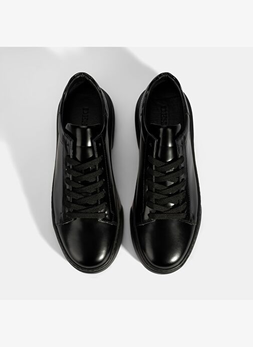 Erkek Siyah Bağcıklı Deri Günlük Ayakkabı - Görsel 8