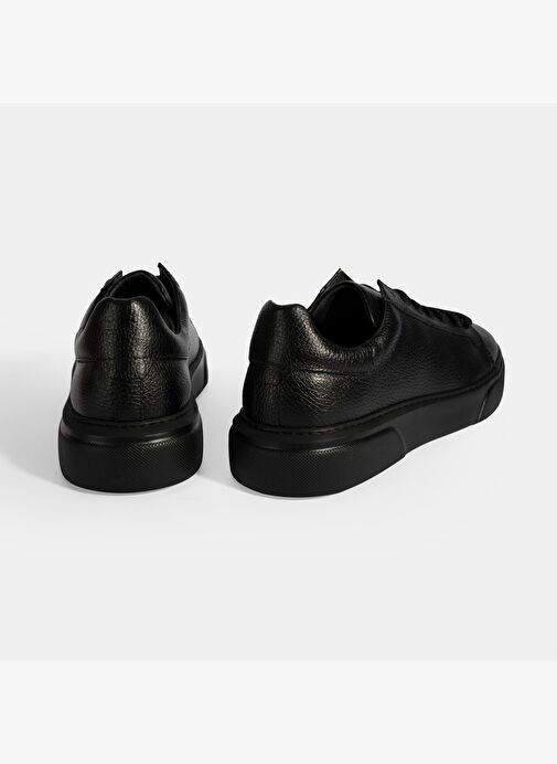 Erkek Siyah Bağcıklı Deri Sneaker - Görsel 9