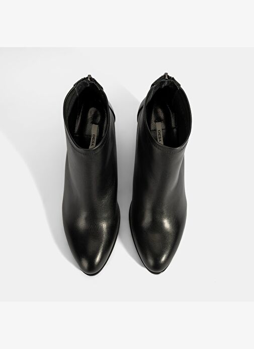 Kadın Siyah Kalın Topuklu Deri Bot - Görsel 8