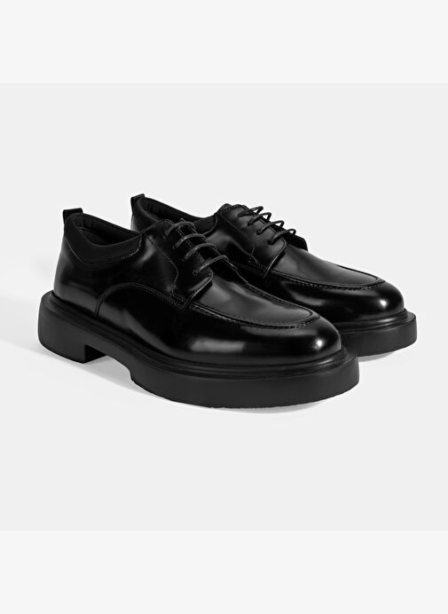 Erkek Siyah Bağcıklı Deri Günlük Ayakkabı - Görsel 2