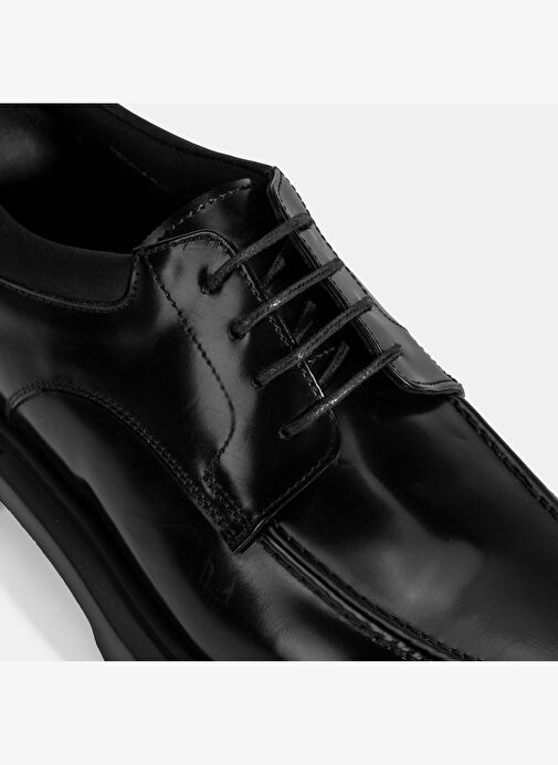 Erkek Siyah Bağcıklı Deri Günlük Ayakkabı - Görsel 7