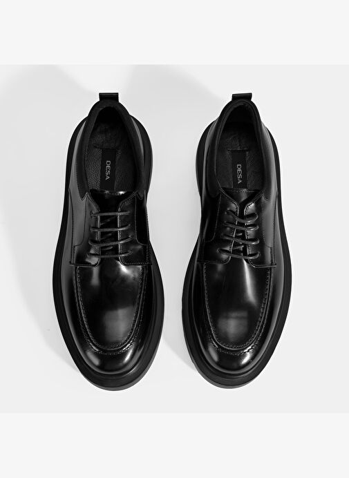 Erkek Siyah Bağcıklı Deri Günlük Ayakkabı - Görsel 8