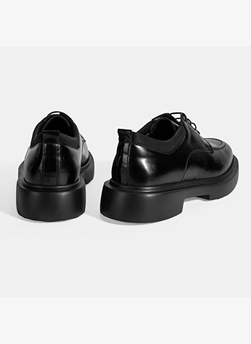 Erkek Siyah Bağcıklı Deri Günlük Ayakkabı - Görsel 9