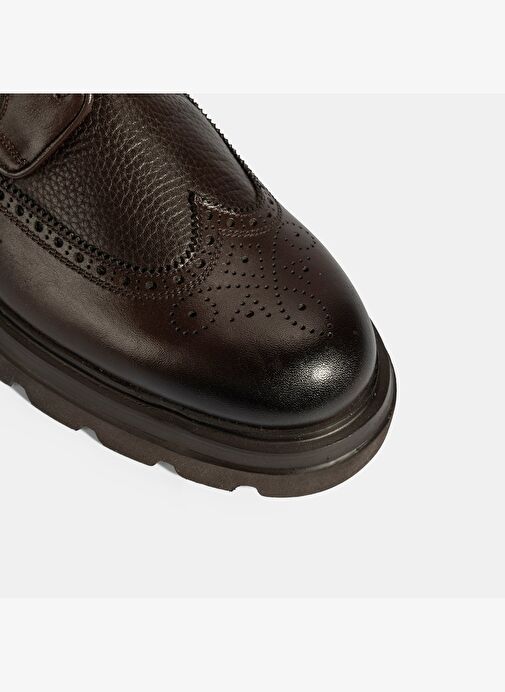 Erkek Kahve Bağcıklı Deri Günlük Ayakkabı - Görsel 7