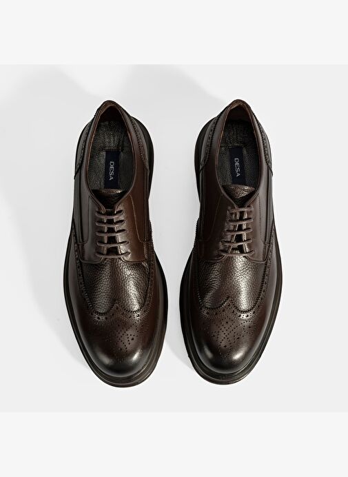 Erkek Kahve Bağcıklı Deri Günlük Ayakkabı - Görsel 9