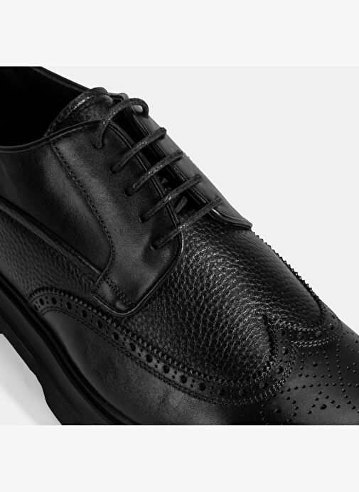 Erkek Siyah Bağcıklı Deri Günlük Ayakkabı - Görsel 7