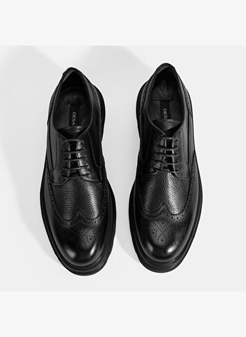 Erkek Siyah Bağcıklı Deri Günlük Ayakkabı - Görsel 8