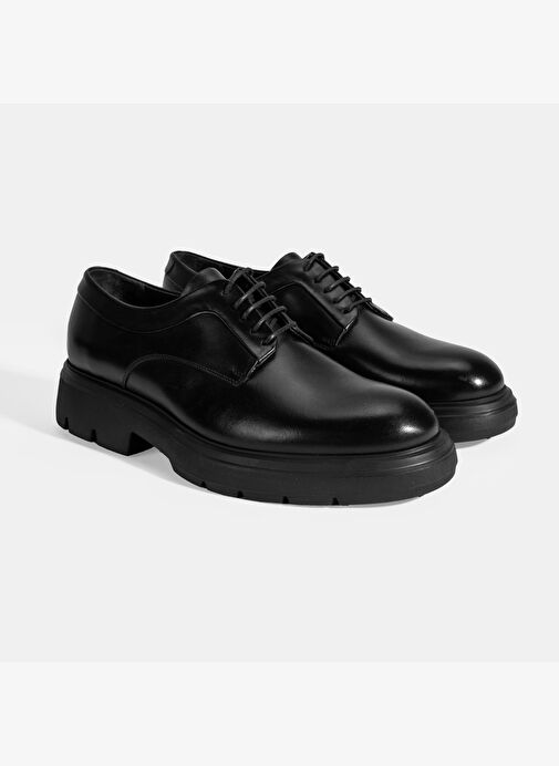 Erkek Siyah Bağcıklı Deri Klasik Ayakkabı - Görsel 2
