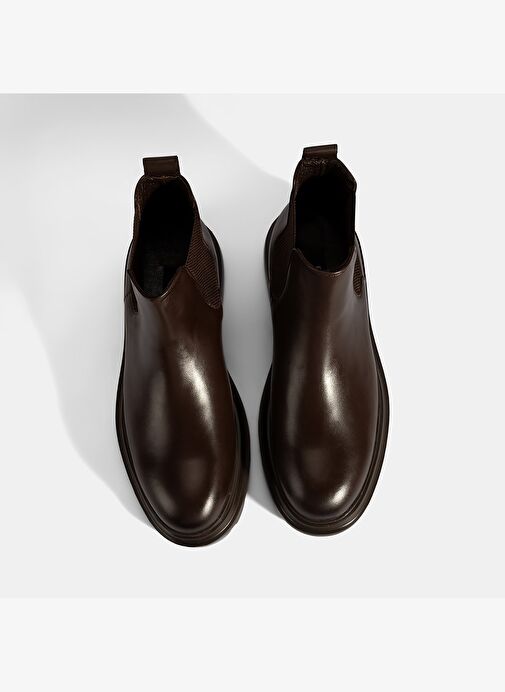 Erkek Kahve Lastikli Deri Bot - Görsel 8