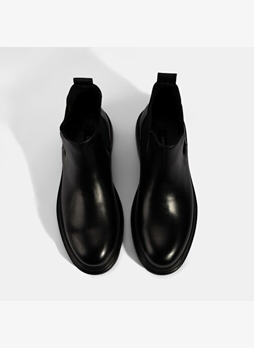 Erkek Siyah Lastikli Deri Bot - Görsel 8