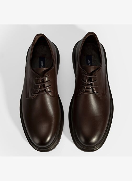 Erkek Kahve Bağcıklı Deri Klasik Ayakkabı - Görsel 8