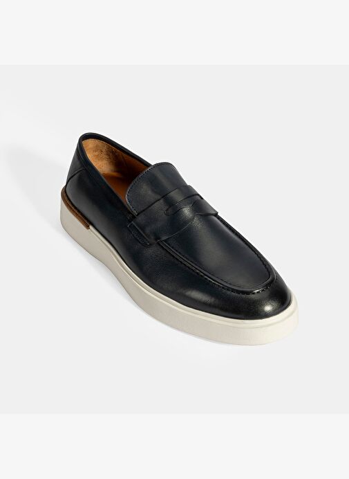 Erkek Lacivert Deri Loafer - Görsel 6