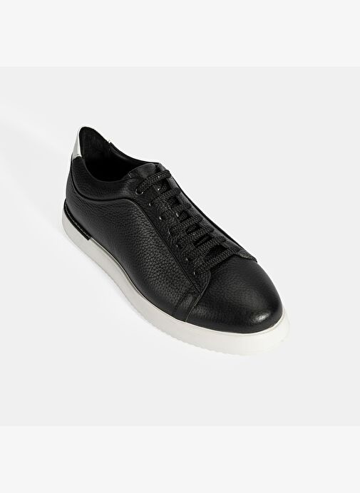 Erkek Siyah Bağcıklı Deri Sneaker - Görsel 6