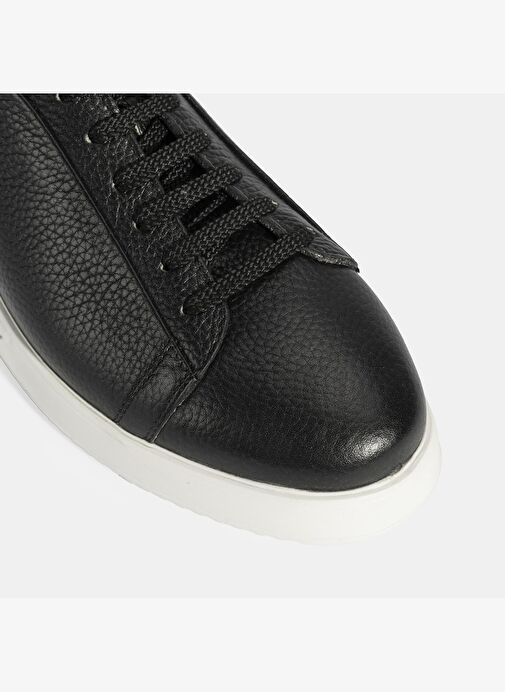Erkek Siyah Bağcıklı Deri Sneaker - Görsel 7