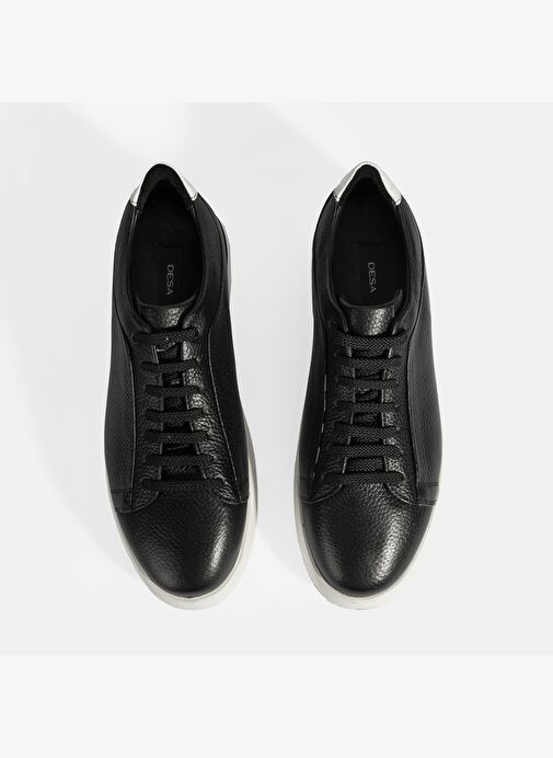 Erkek Siyah Bağcıklı Deri Sneaker - Görsel 8