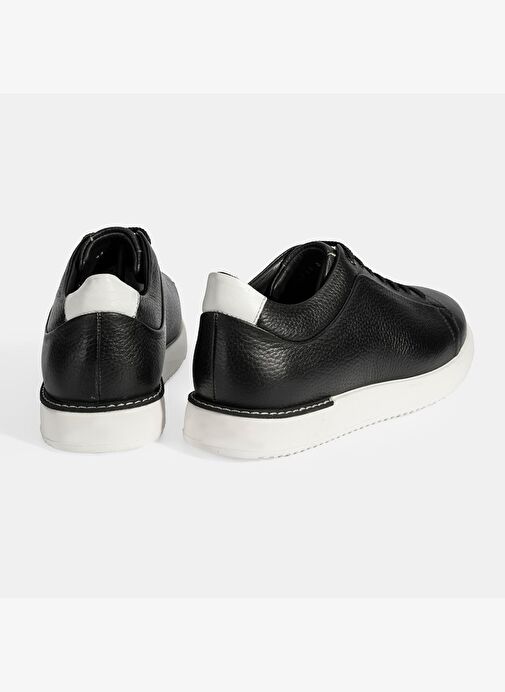 Erkek Siyah Bağcıklı Deri Sneaker - Görsel 9